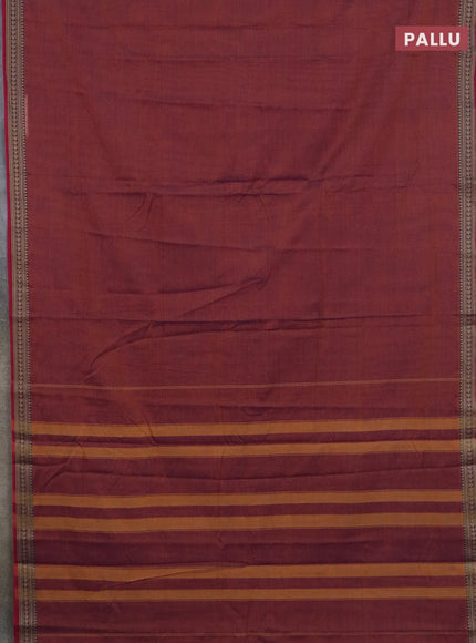 Narayanpet cotton saree dual shade of rust and cs blue with plain body and thread woven border