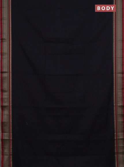 Narayanpet cotton saree black and maroon with plain body and thread woven border