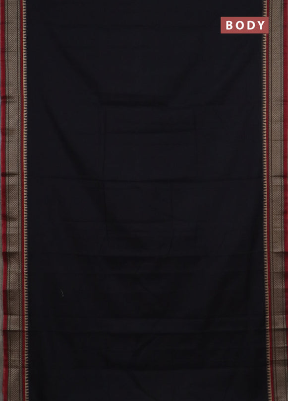 Narayanpet cotton saree black and maroon with plain body and thread woven border