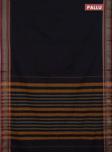 Narayanpet cotton saree black and maroon with plain body and thread woven border