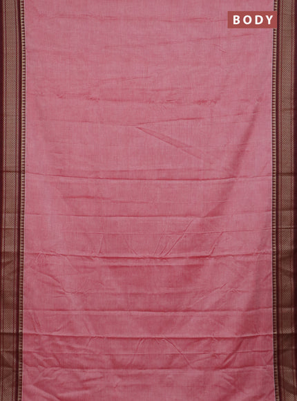 Narayanpet cotton saree red shade and maroon with plain body and thread woven border