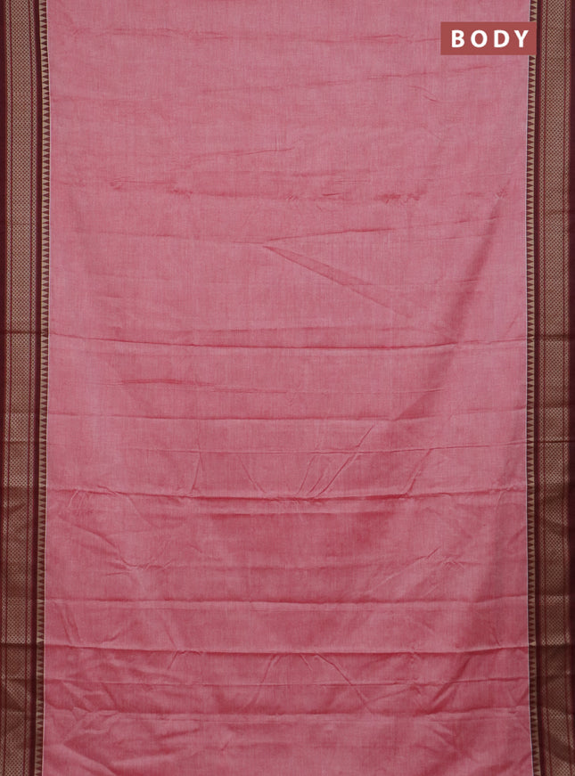 Narayanpet cotton saree red shade and maroon with plain body and thread woven border