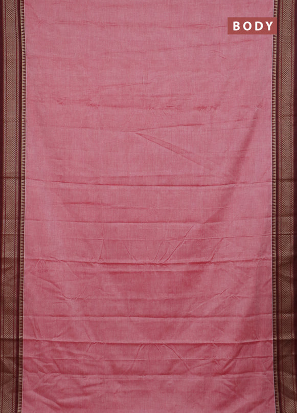 Narayanpet cotton saree red shade and maroon with plain body and thread woven border