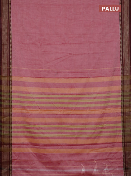 Narayanpet cotton saree red shade and maroon with plain body and thread woven border