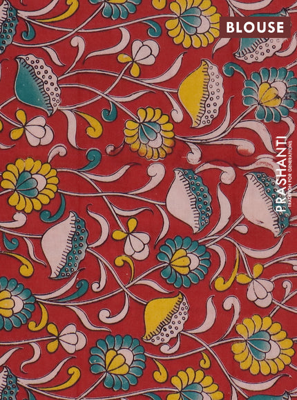 Narayanpet cotton saree red shade and maroon with plain body and thread woven border