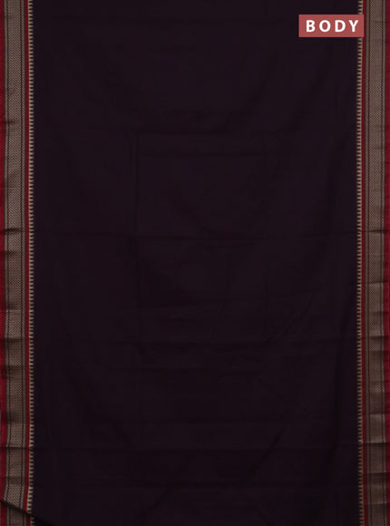 Narayanpet cotton saree wine shade and maroon with plain body and thread woven border