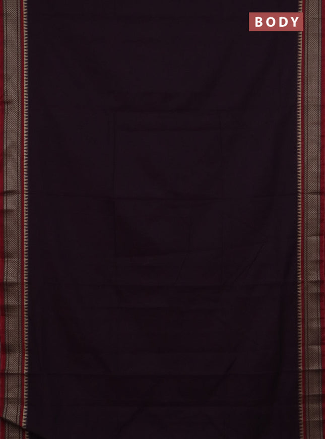 Narayanpet cotton saree wine shade and maroon with plain body and thread woven border