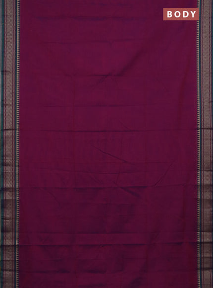 Narayanpet cotton saree dual shade of pink and peacock blue with plain body and thread woven border