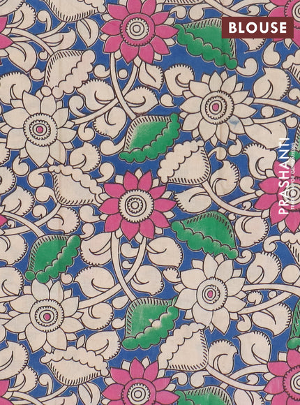 Narayanpet cotton saree dual shade of pink and peacock blue with plain body and thread woven border