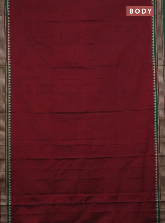 Narayanpet cotton saree deep maroon and maroon with plain body and thread woven border