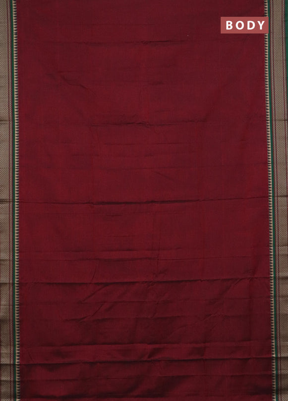 Narayanpet cotton saree deep maroon and maroon with plain body and thread woven border