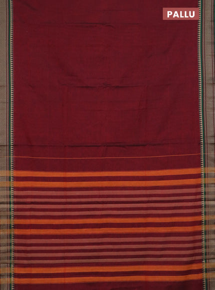 Narayanpet cotton saree deep maroon and maroon with plain body and thread woven border