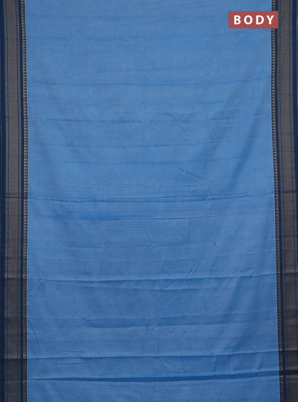 Narayanpet cotton saree pastel blue and cs blue with plain body and thread woven border