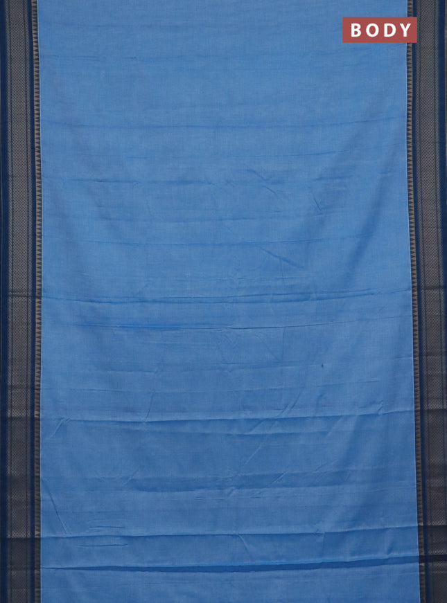 Narayanpet cotton saree pastel blue and cs blue with plain body and thread woven border
