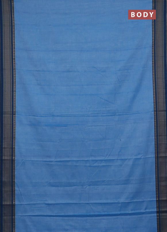 Narayanpet cotton saree pastel blue and cs blue with plain body and thread woven border