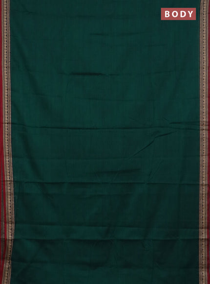 Narayanpet cotton saree green and maroon with plain body and thread woven border