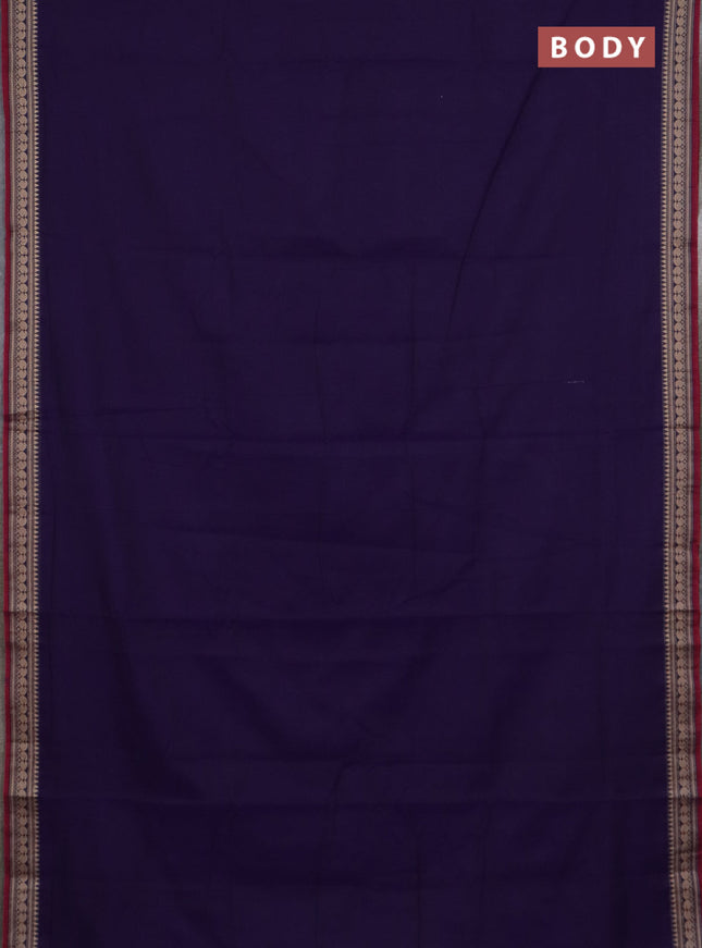 Narayanpet cotton saree violet and beige with plain body and thread woven border