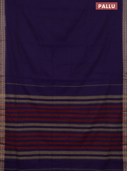 Narayanpet cotton saree violet and beige with plain body and thread woven border