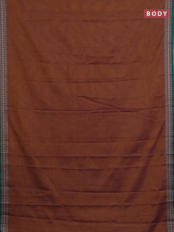 Narayanpet cotton saree dual shade of rust and cs blue with plain body and thread woven border