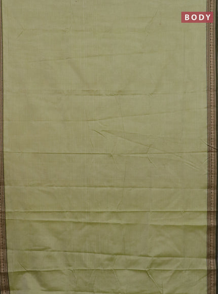 Narayanpet cotton saree pista green and maroon with plain body and thread woven border