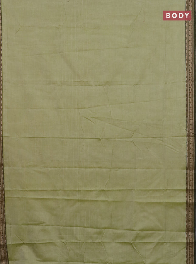 Narayanpet cotton saree pista green and maroon with plain body and thread woven border