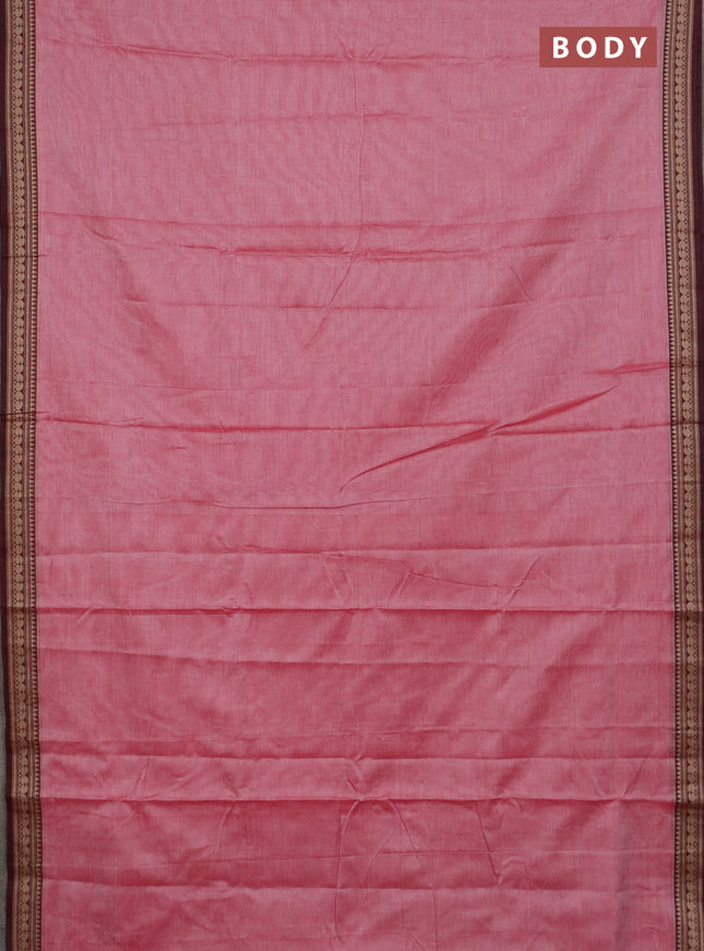 Narayanpet cotton saree red shade and maroon with plain body and thread woven border