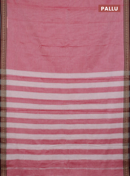 Narayanpet cotton saree red shade and maroon with plain body and thread woven border