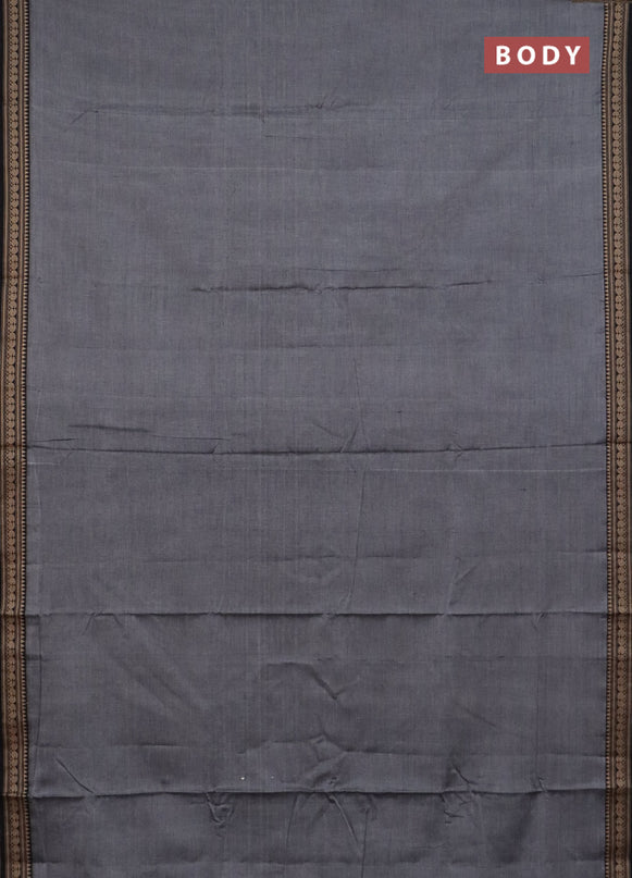 Narayanpet cotton saree grey and black wih plain body and thread woven border