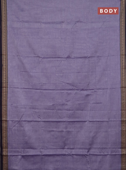 Narayanpet cotton saree violet and black wih plain body and thread woven border