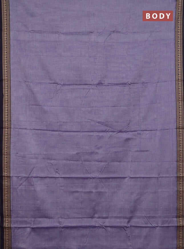 Narayanpet cotton saree violet and black wih plain body and thread woven border