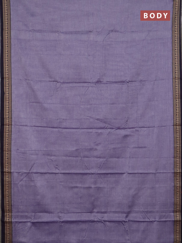 Narayanpet cotton saree violet and black wih plain body and thread woven border