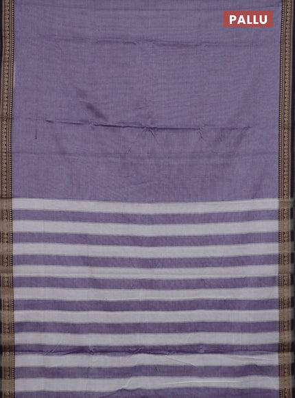 Narayanpet cotton saree violet and black wih plain body and thread woven border
