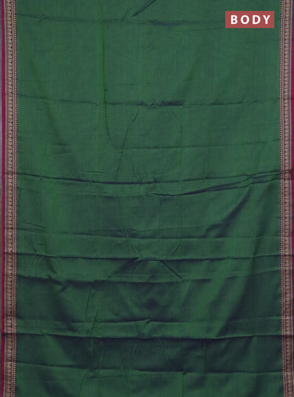 Narayanpet cotton saree dual shade of green and cs blue wih plain body and thread woven border