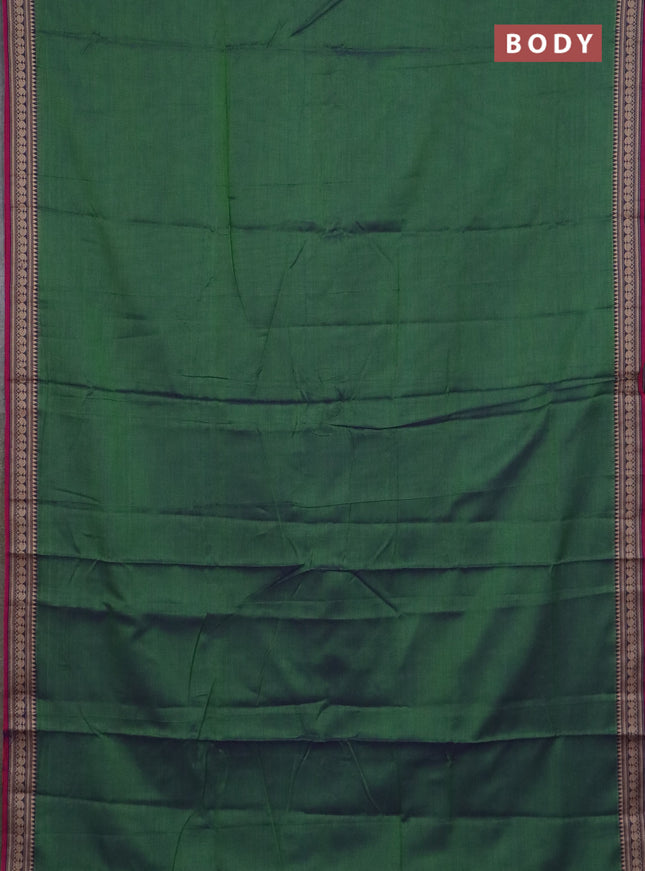 Narayanpet cotton saree dual shade of green and cs blue wih plain body and thread woven border