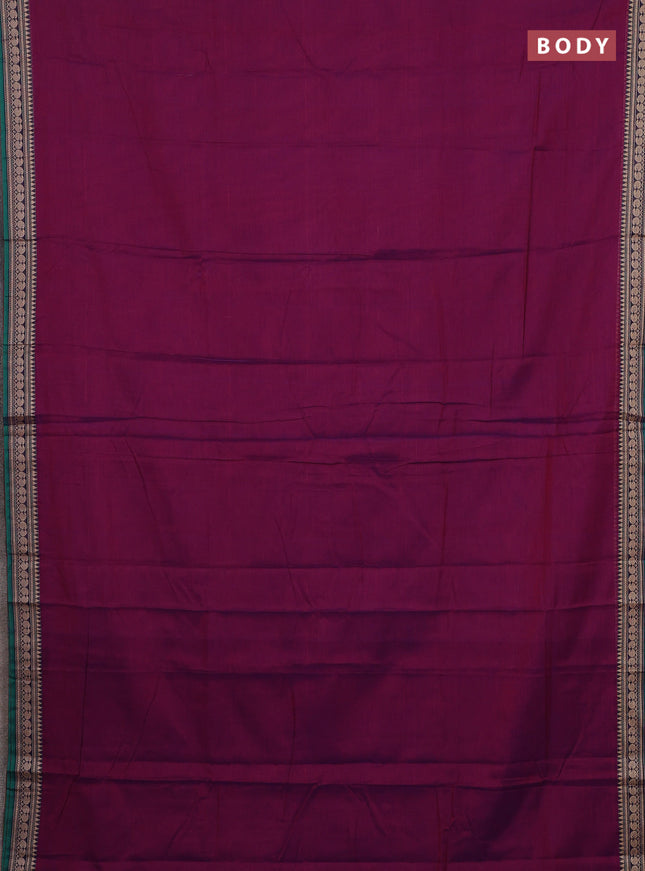 Narayanpet cotton saree purple and beige with plain body and thread woven border