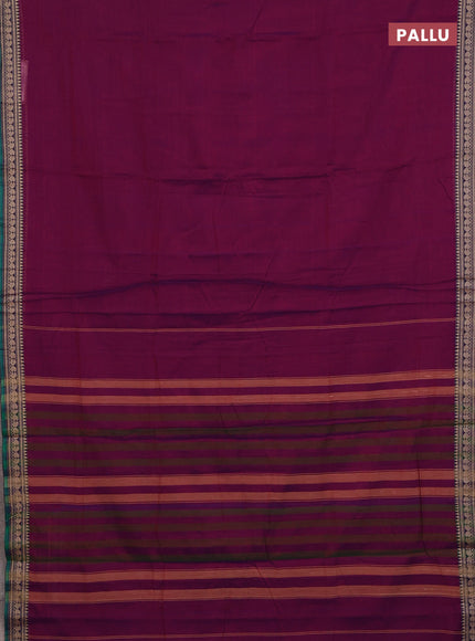 Narayanpet cotton saree purple and beige with plain body and thread woven border