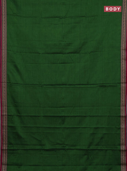 Narayanpet cotton saree green and beige with plain body and thread woven border