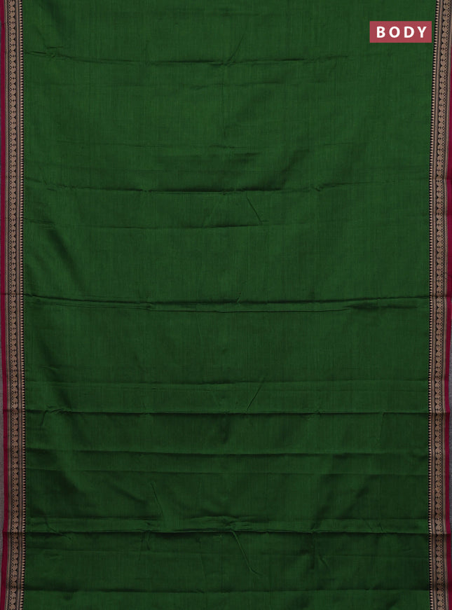 Narayanpet cotton saree green and beige with plain body and thread woven border