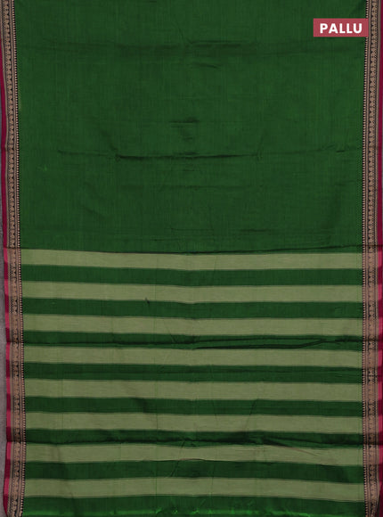 Narayanpet cotton saree green and beige with plain body and thread woven border