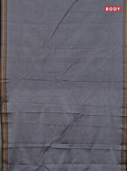 Narayanpet cotton saree grey and orange with plain body and thread woven border