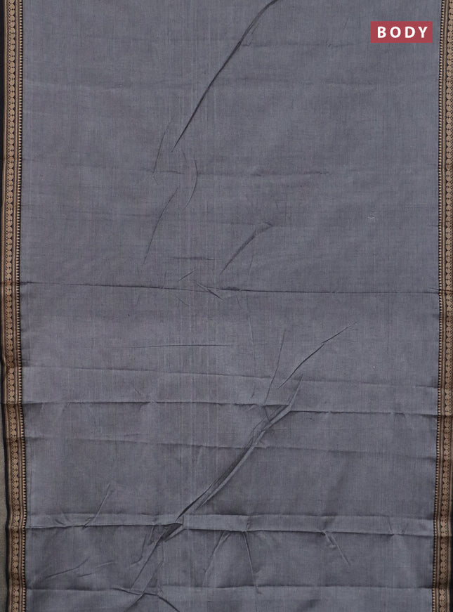 Narayanpet cotton saree grey and orange with plain body and thread woven border