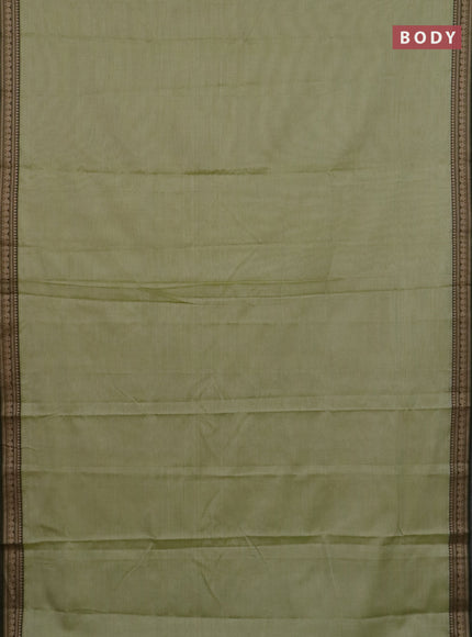 Narayanpet cotton saree pista green and cs blue with plain body and thread woven border