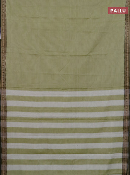 Narayanpet cotton saree pista green and cs blue with plain body and thread woven border