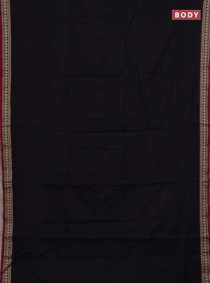 Narayanpet cotton saree black and maroon with plain body and thread woven border