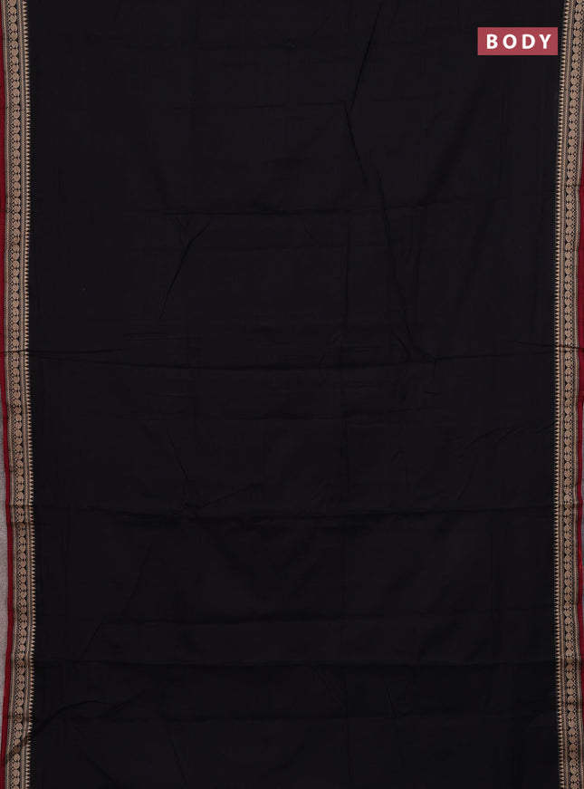 Narayanpet cotton saree black and maroon with plain body and thread woven border