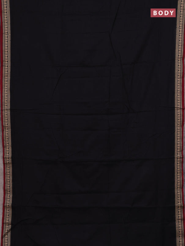 Narayanpet cotton saree black and maroon with plain body and thread woven border