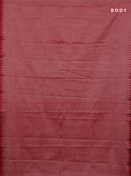 Narayanpet cotton saree red shade and black with plain body and thread woven border