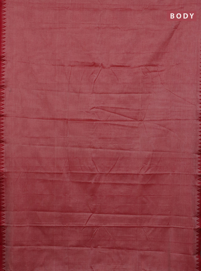 Narayanpet cotton saree red shade and black with plain body and thread woven border