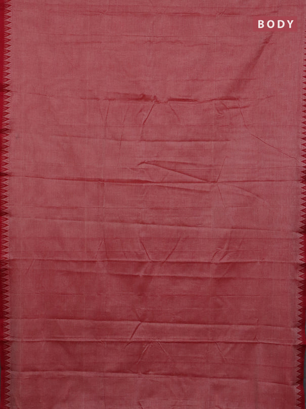 Narayanpet cotton saree red shade and black with plain body and thread woven border