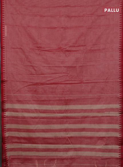Narayanpet cotton saree red shade and black with plain body and thread woven border